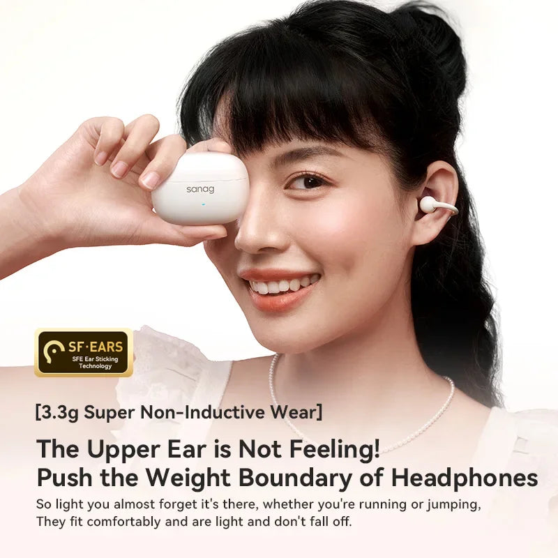 Sanag Z37 AI Ear Clip Open-Ear Bluetooth Headphones
