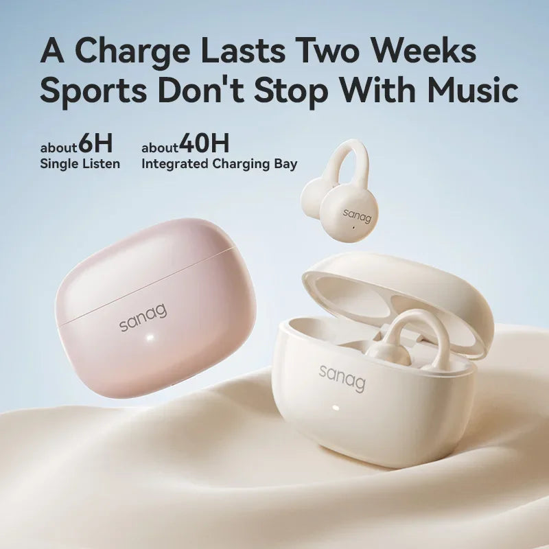 Sanag Z37 AI Ear Clip Open-Ear Bluetooth Headphones