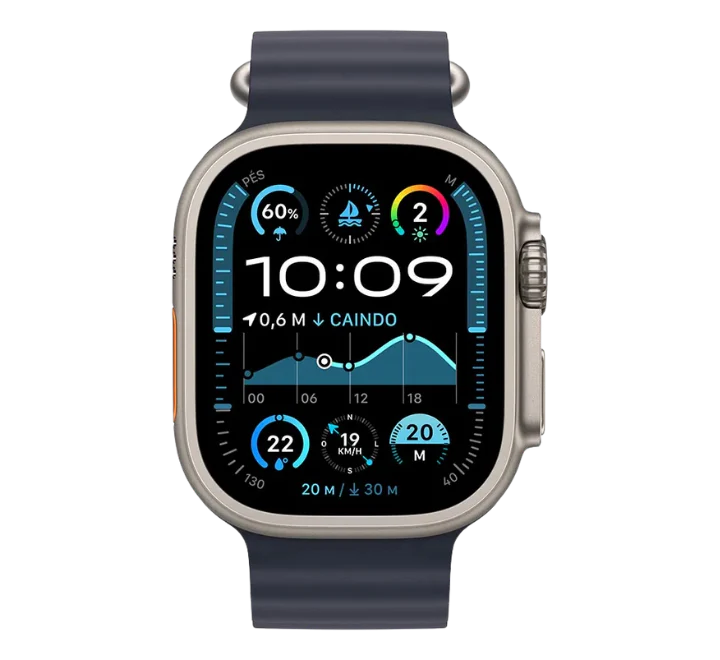 Apple Watch Ultra 2 GPS + Cellular • 49mm Natural Titanium Case • Ocean Navy Band