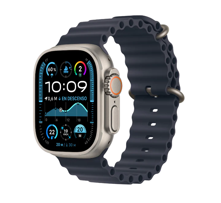 Apple Watch Ultra 2 GPS + Cellular • 49mm Natural Titanium Case • Ocean Navy Band